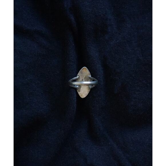 Turquoise Onyx Southwestern Sterling Ring Signed 4.5 - Picture 6 of 7